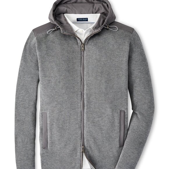 Peter Millar Gale Gray Holdridge Hybrid Full-Zip Cardigan Hoodie MS24XS25